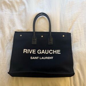 Saint Laurent Black Rive Gauche Canvas Tote